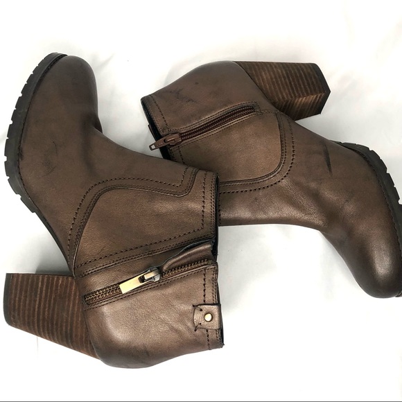 Clarks Brown leather booties Mission Halle Sz 10 M - Picture 13 of 15